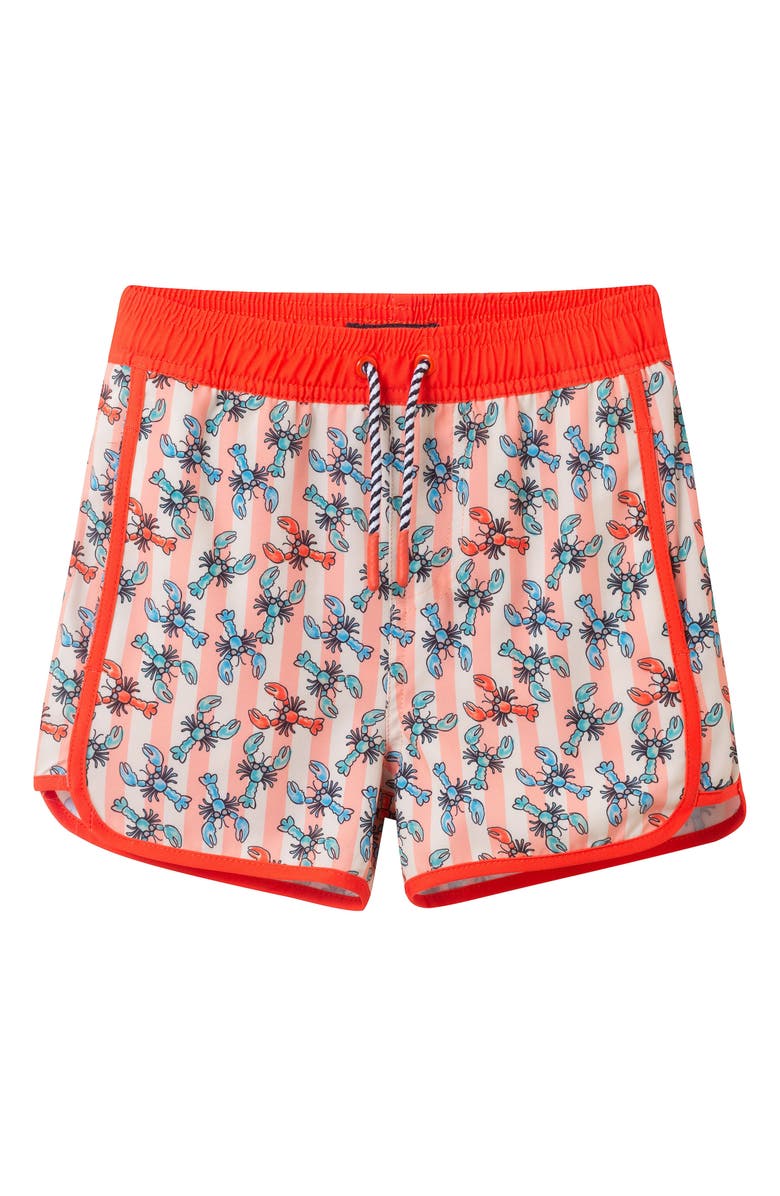 Andy & Evan Kids' Short Sleeve Rashguard & Swim Trunks Set, Alternate, color, Orange Lobster