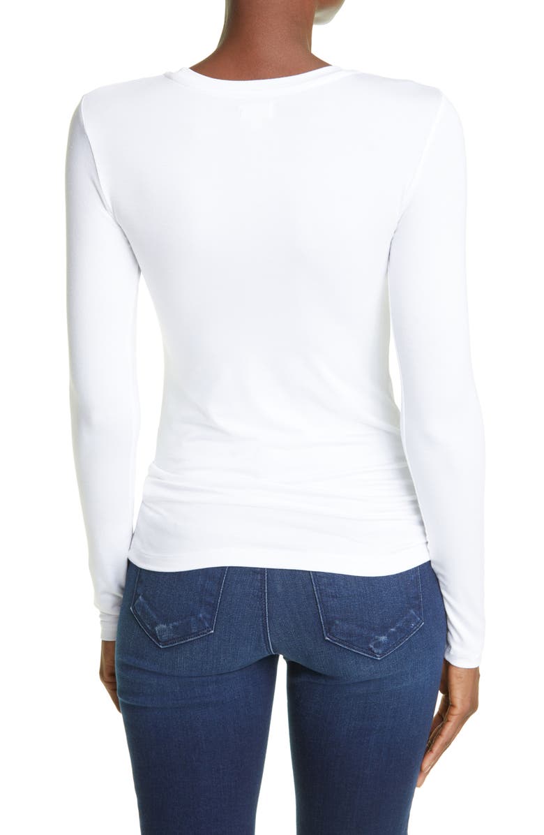 L'AGENCE Tess Long Sleeve Stretch Jersey Top, Alternate, color, White