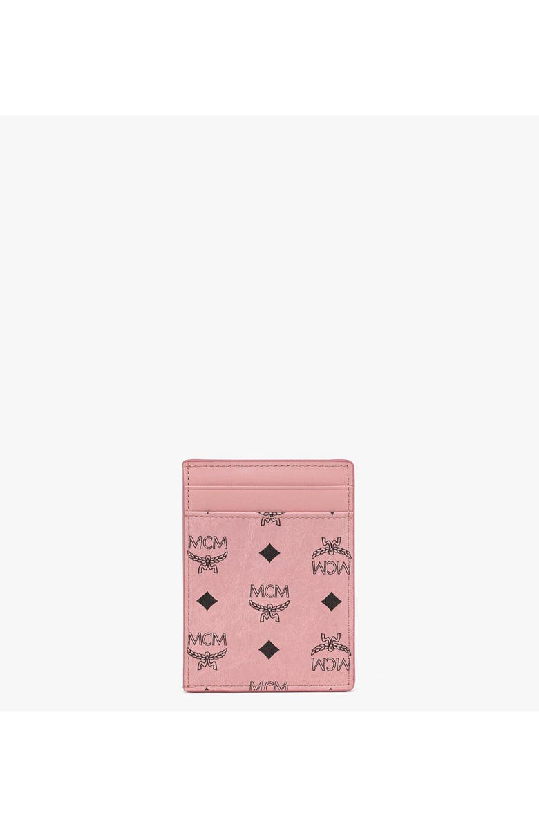 MCM Aren Card Case in Visetos, Alternate, color, Soft Pink