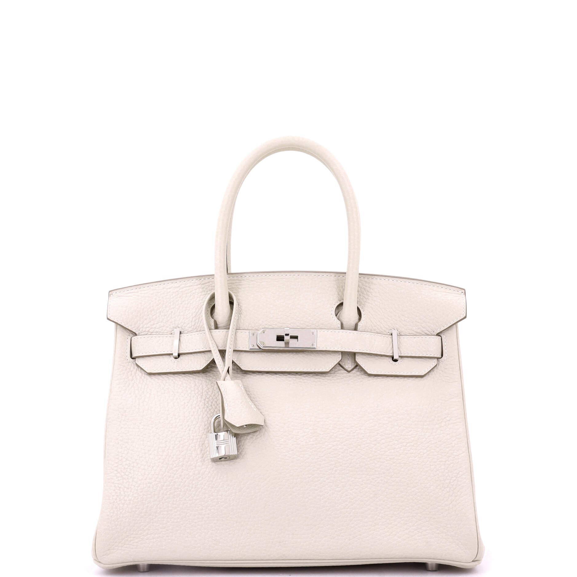 Pre-Owned Hermes Birkin Handbag Light Clemence with Palladium Hardware 30, Main, color, Beton