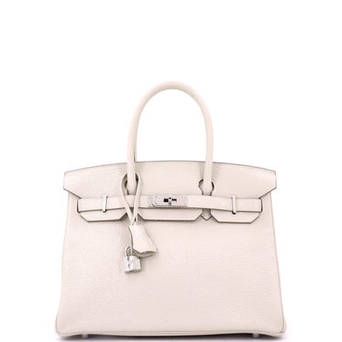 Birkin Handbag Light Clemence with Palladium Hardware 30