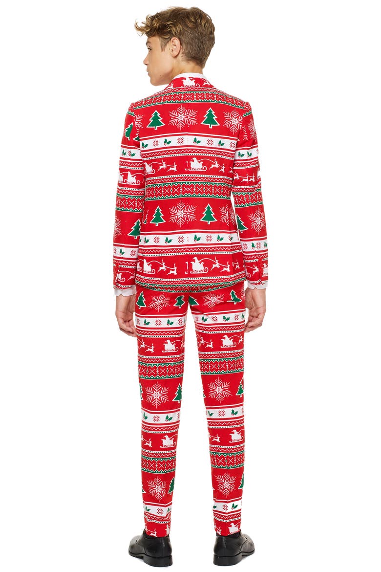 Winter Wonderland Two-Piece Suit with Tie, Alternate, color, RED
