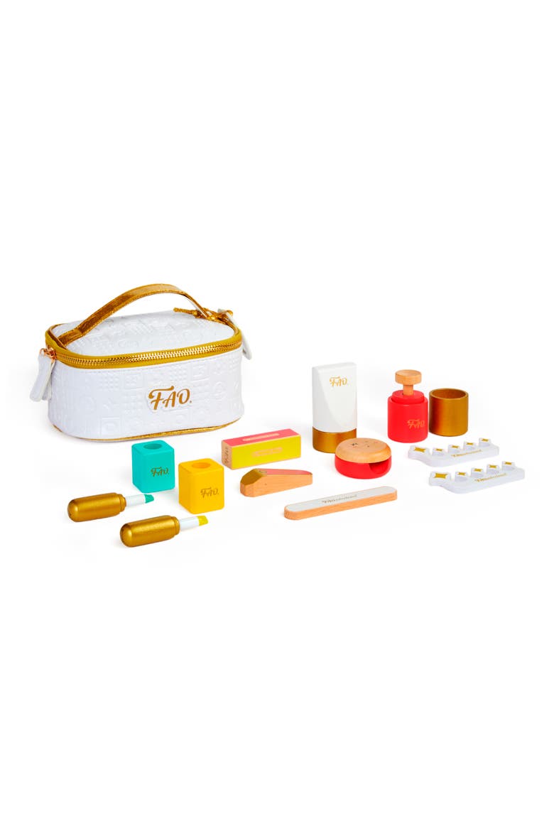 Toy Wood Beauty Bag, Main, color, WHITE MULTI
