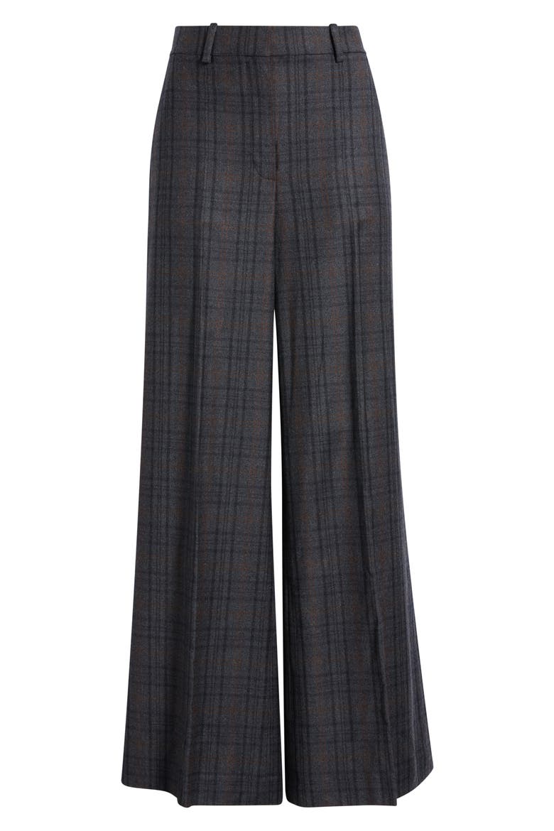 Virgin Wool Wide Leg Trousers, Main, color, CHARCOAL MULTI - QDY