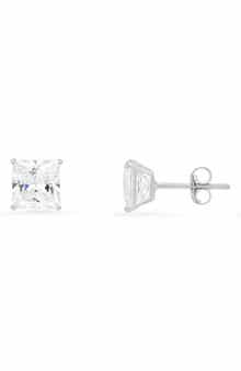 Queen Jewels 10K Gold Princess Cut Cubic Zirconia Stud Earrings