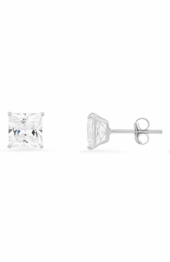 Queen Jewels 10K Gold Princess Cut Cubic Zirconia Stud Earrings