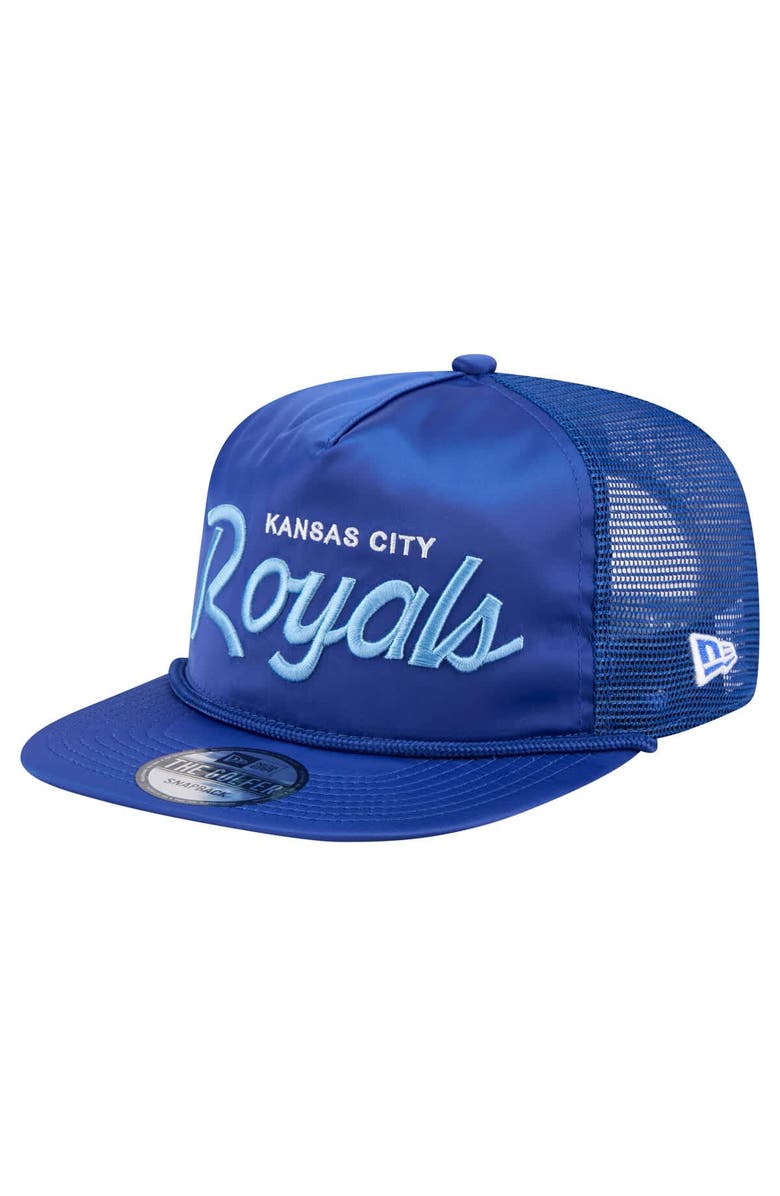 New Era Men's New Era Royal Kansas City Royals Retro Satin Script Golfer Adjustable Hat, Main, color,