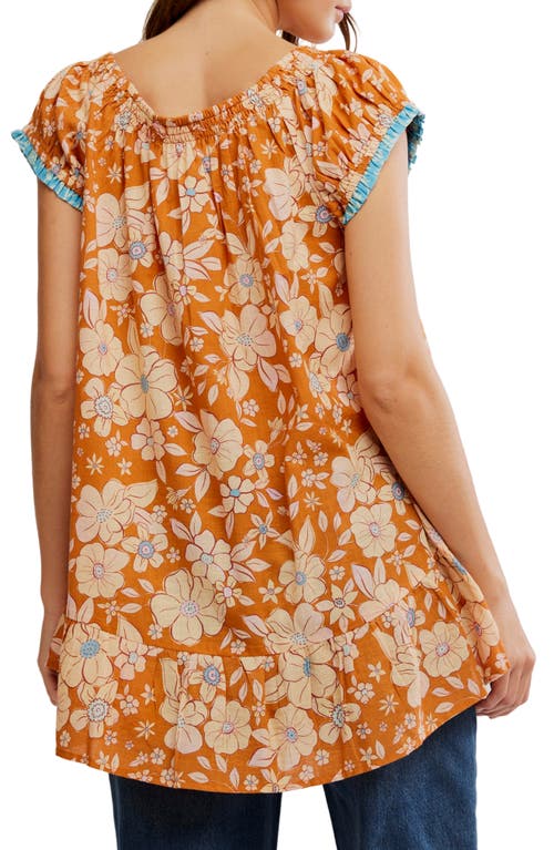 Free People Frankie Floral Tunic In Honey Ginger Combo