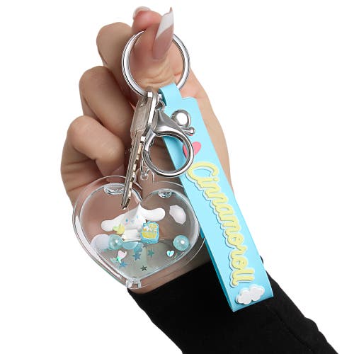 Hello Kitty Cinnamoroll Heart Liquid Keychain In Blue