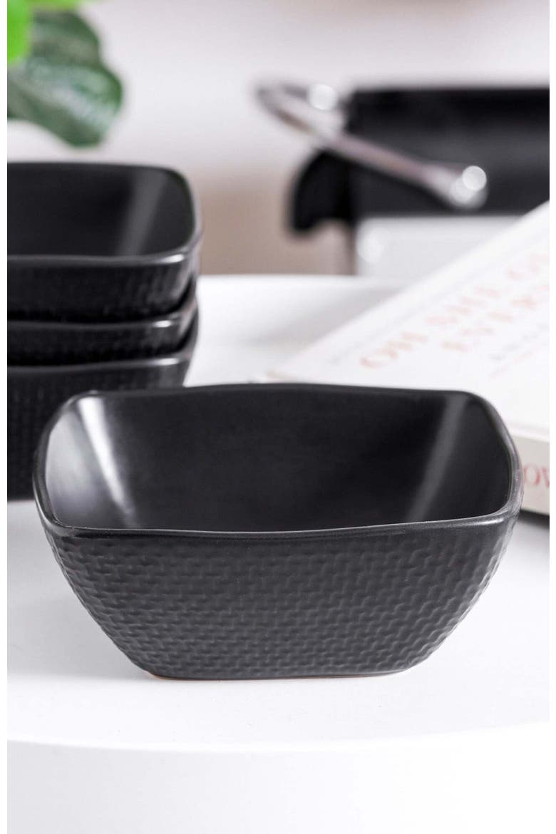Olivia Stoneware 4-Piece Bowl Set, Alternate, color, Black
