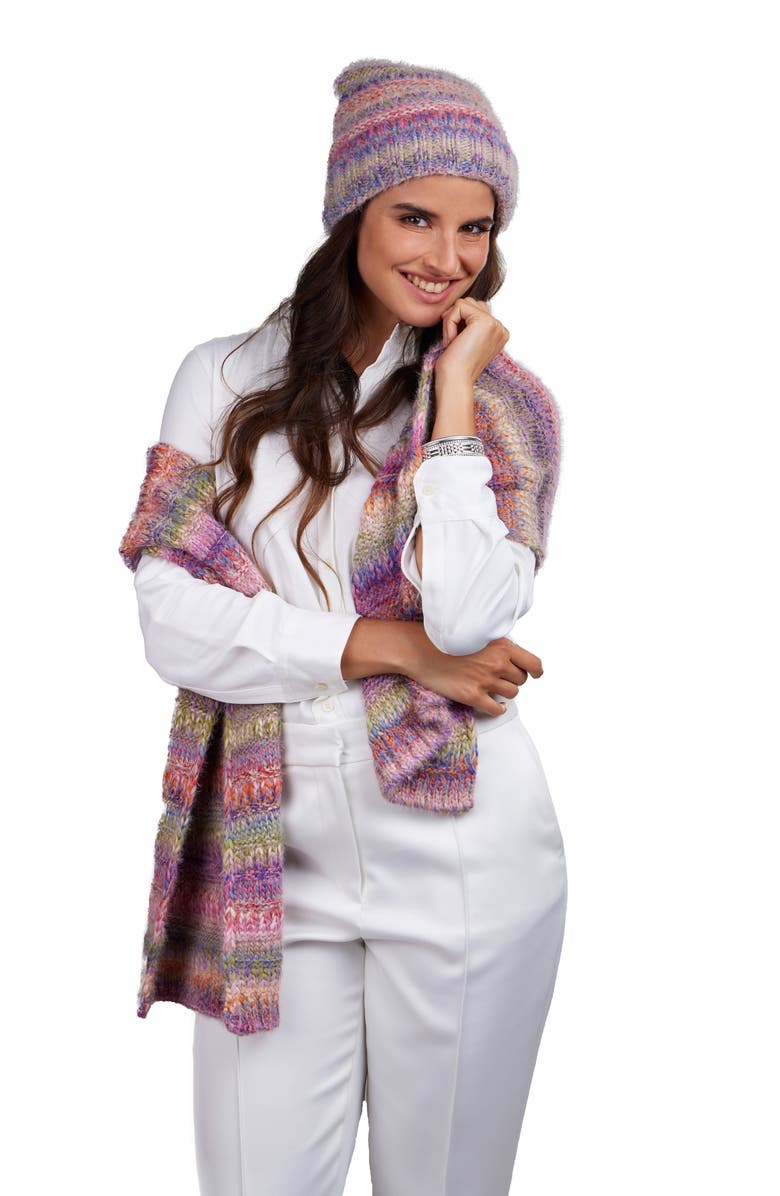 SAACHI Multicolored Knit Scarf, Alternate, color, Purple Multi