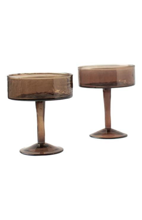 Handblown Hammered Coupe Cocktail Glasses - Set of 4