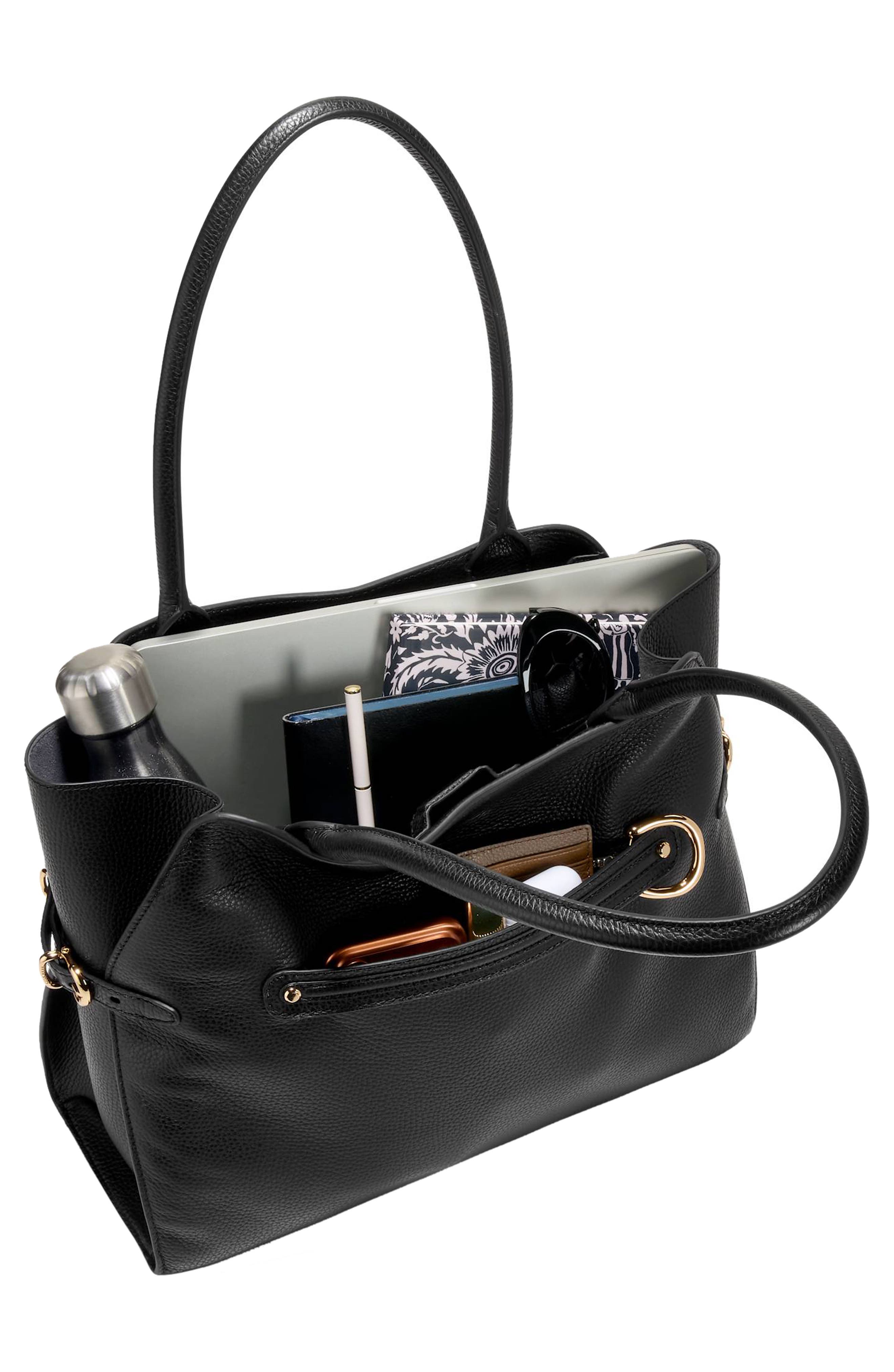 Vivianne Leather Tote, Alternate, color, BLACK