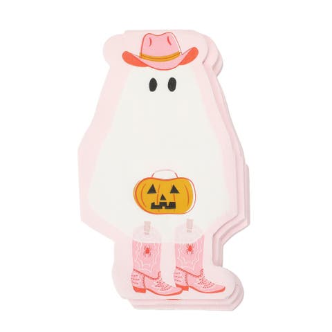 Packed Party Cowboy Ghost Die-cut Halloween Paper Napkins, 20 Count, 6 Inch 3-ply Pink Western Halloween Party Napkins