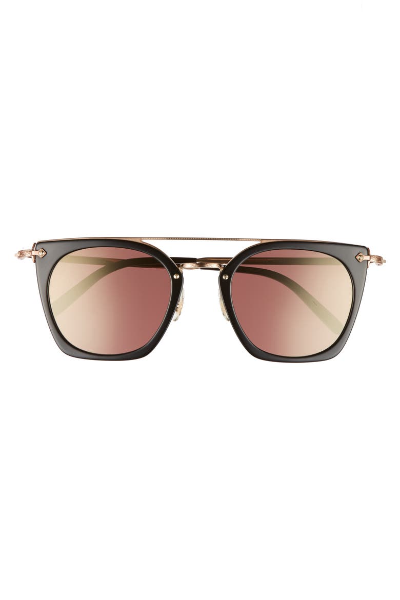 Dacette 50mm Square Aviator Sunglasses, Alternate, color, BLACK/ ROSE GOLD