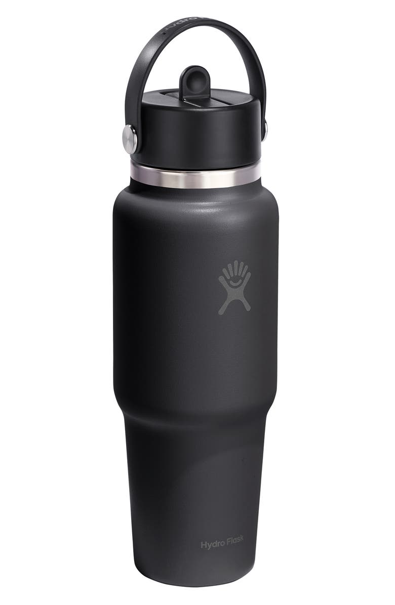 Hydro Flask 32-Ounce Wide Mouth Travel Bottle with Flex Straw Cap, Alternate, color, Black