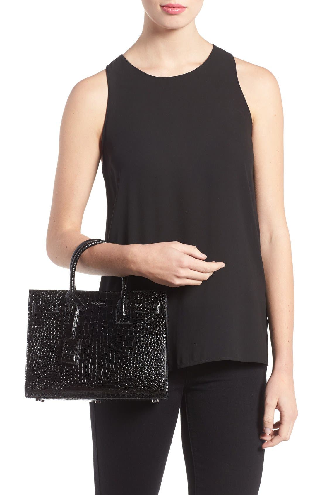 Saint Laurent Baby Sac de Jour Croc Embossed Calfskin Leather Tote, Alternate, color, 