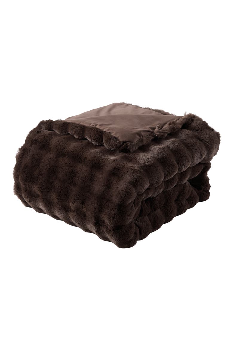 Bubble Faux Fur 3-Piece Comforter Set, Alternate, color, BROWN