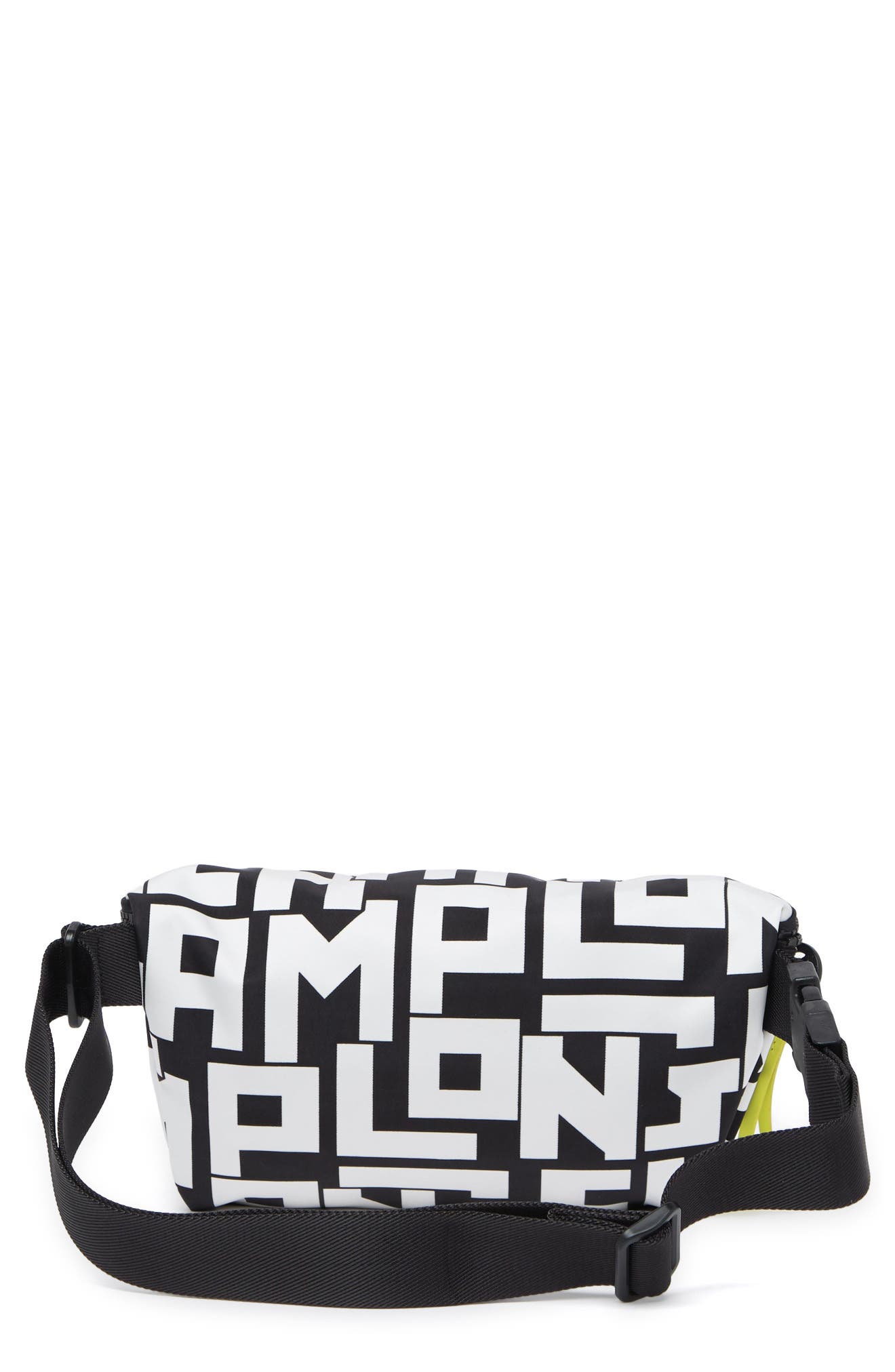 Longchamp Leather Trimmed Large Belt Bag, Alternate, color, Blk/White