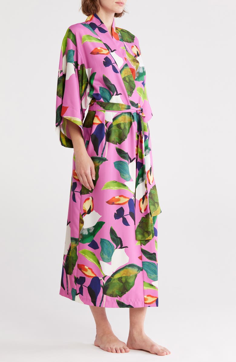 Natori Daido Charmeuse Robe, Alternate, color, Magenta