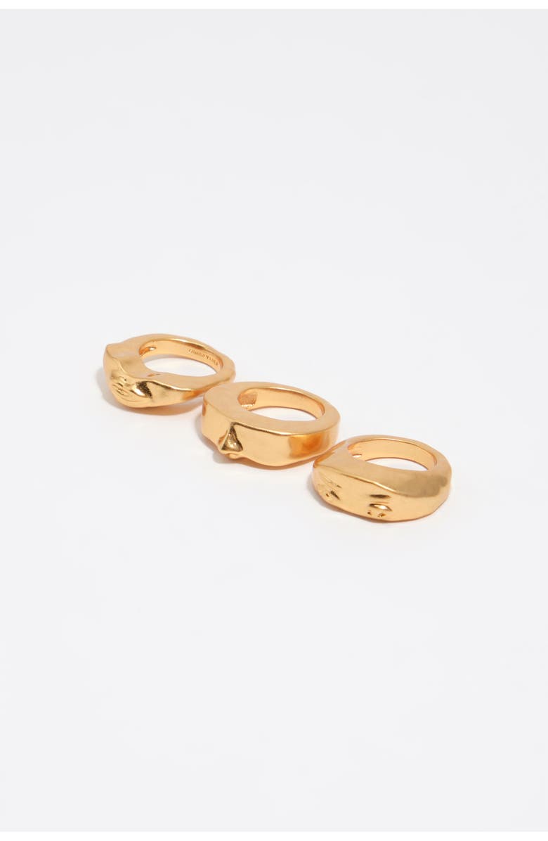 Bimba y Lola Set Of 3 Matte Face Rings, Alternate, color, Gold