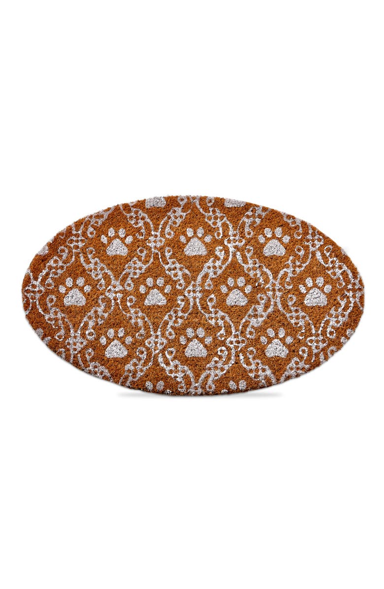 tag Paw Print Oval Coir Door Mat Natural Summer Easy Clean, Main, color, Beige