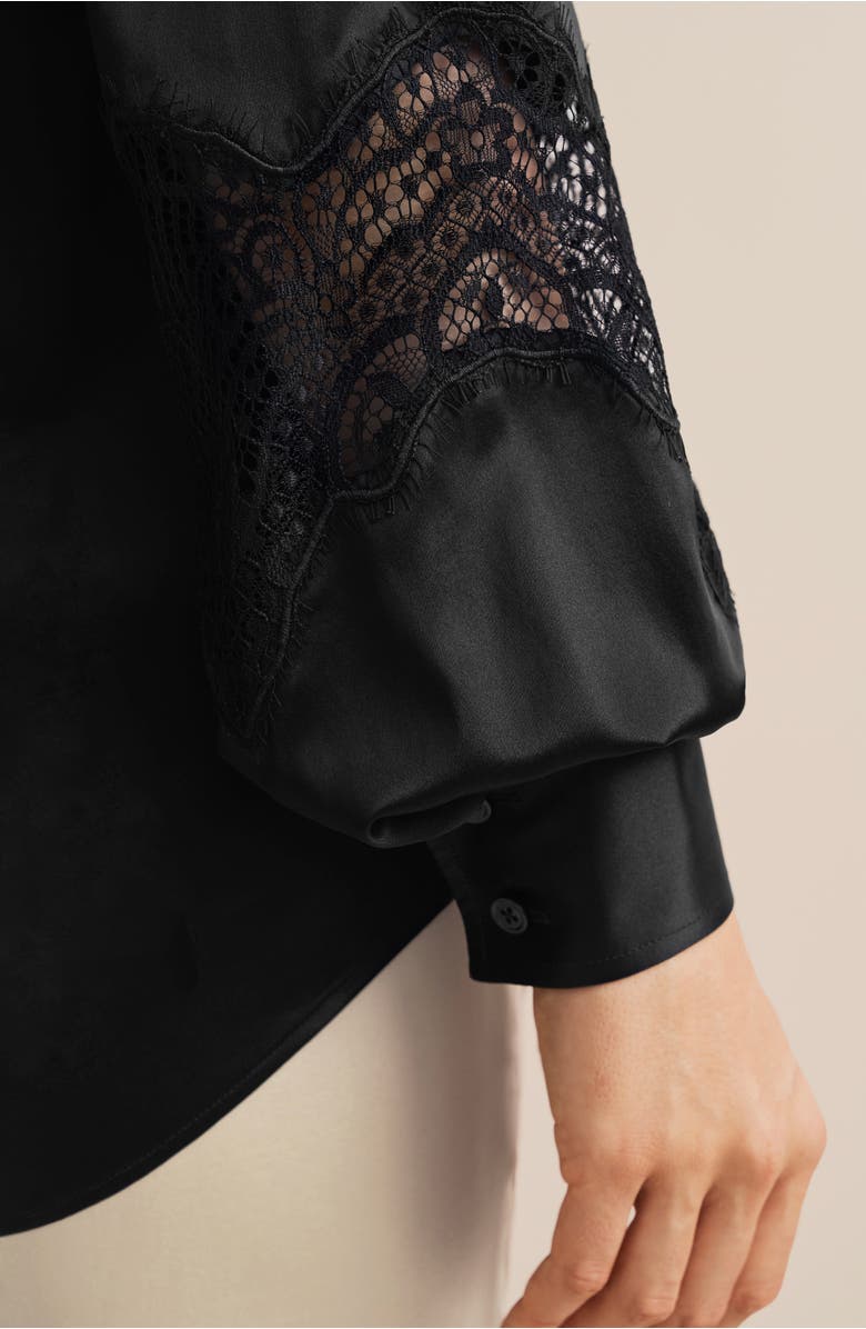 Lilysilk Armeria Lace Blouse, Alternate, color, Black