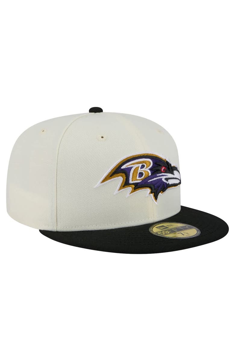New Era Men's New Era White/Black Baltimore Ravens Main 59FIFTY Fitted Hat, Alternate, color,