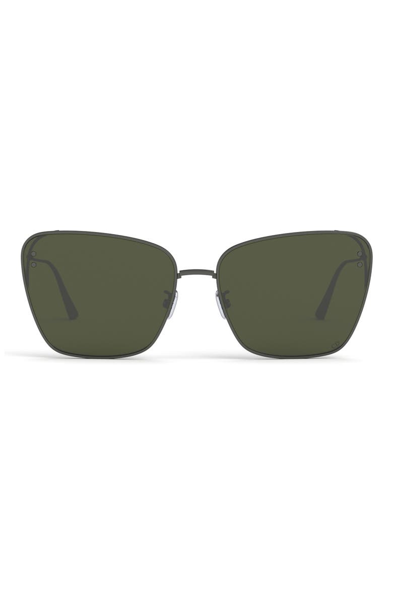 MissDior B2U 63mm Butterfly Sunglasses, Main, color, SHINY GUMETAL / GREEN
