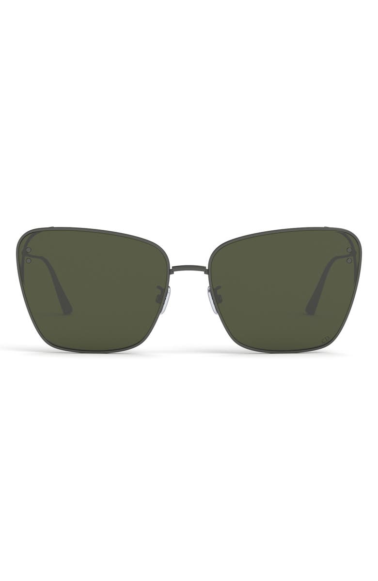 DIOR MissDior B2U 63mm Butterfly Sunglasses, Main, color, Shiny Gumetal / Green