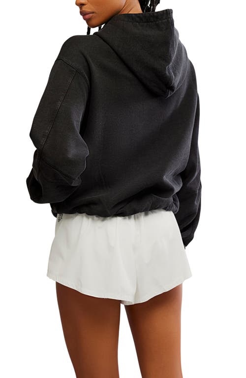 Free People Day Off Crop Cotton Blend Hoodie In Black