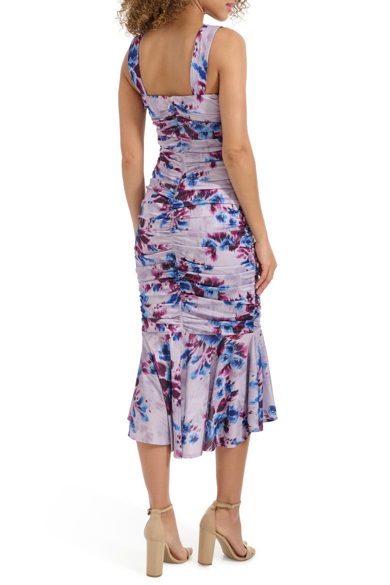 Sweetheart Ruched Mesh Midi Dress, Alternate, color, PURPLE MULTI