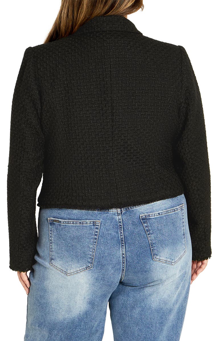 City Chic Amira Fray Trim Bouclé Jacket, Alternate, color, 