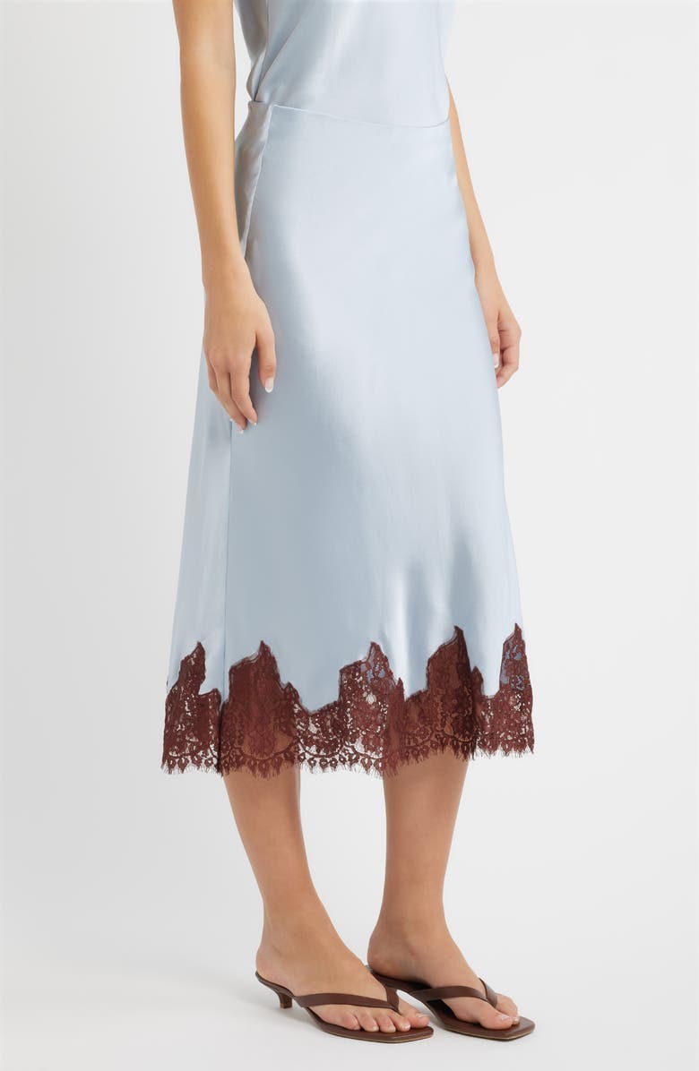Reformation Carolina Lace Trim Silk Pajamas, Alternate, color, Mineral