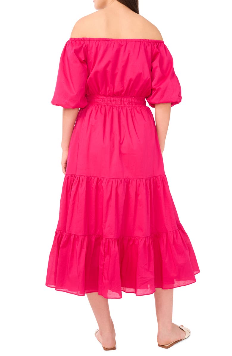 Vince Camuto Off the Shoulder Tiered Maxi Dress, Alternate, color, Bright Rose