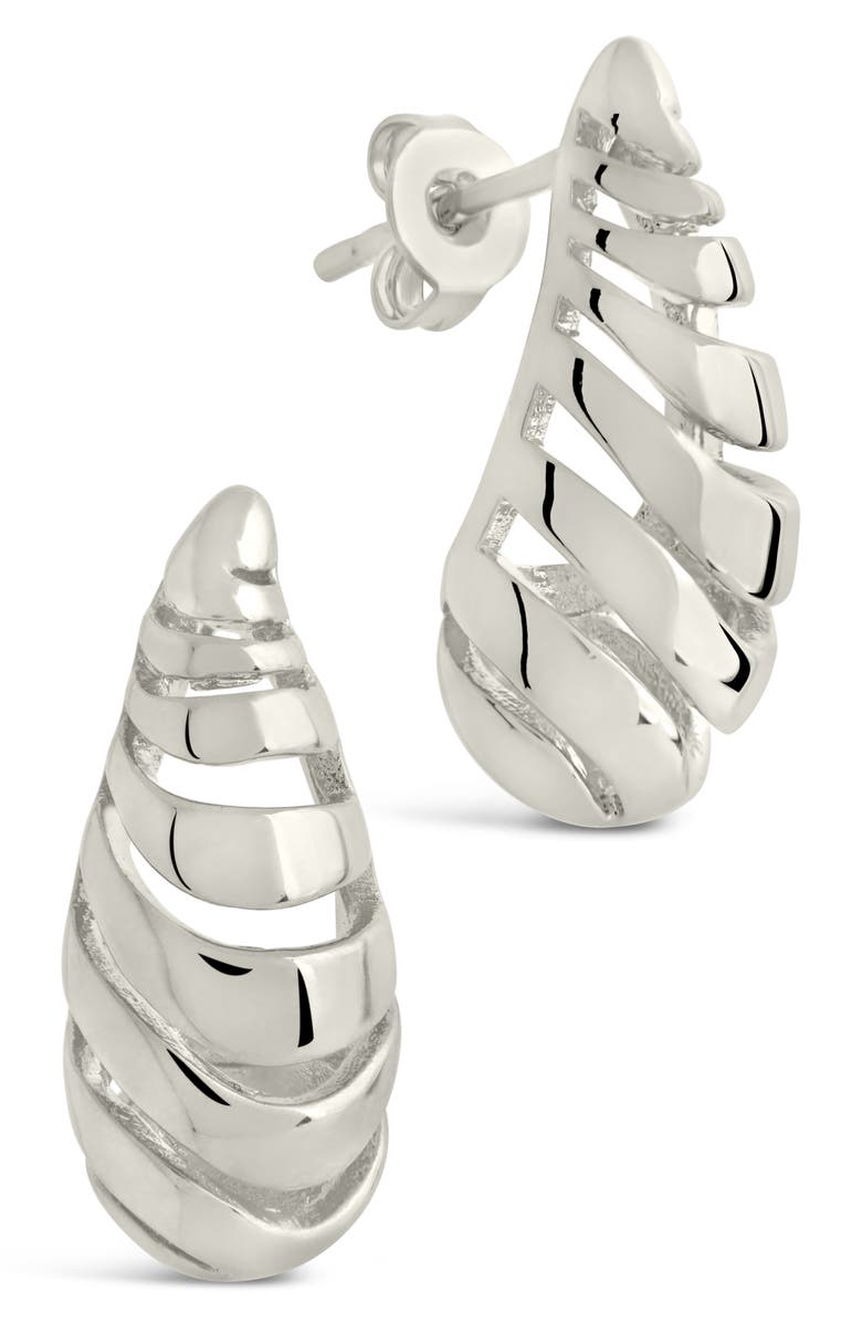 Sterling Forever Carla Coiled Teardrop Earrings, Main, color, Silver