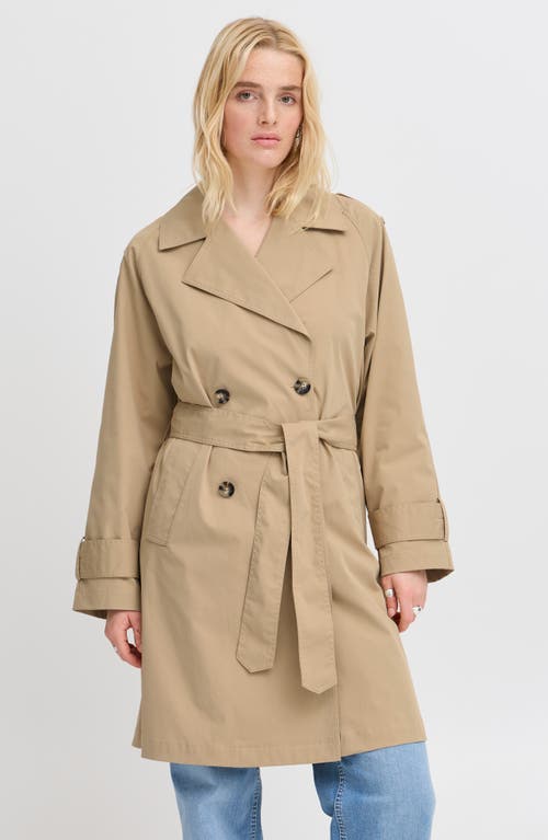 Shop Ichi Double Breasted Trench Jacket In Cornstalk