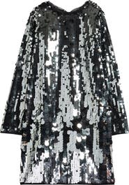 Reiss Kids' Paillette Long Sleeve Dress