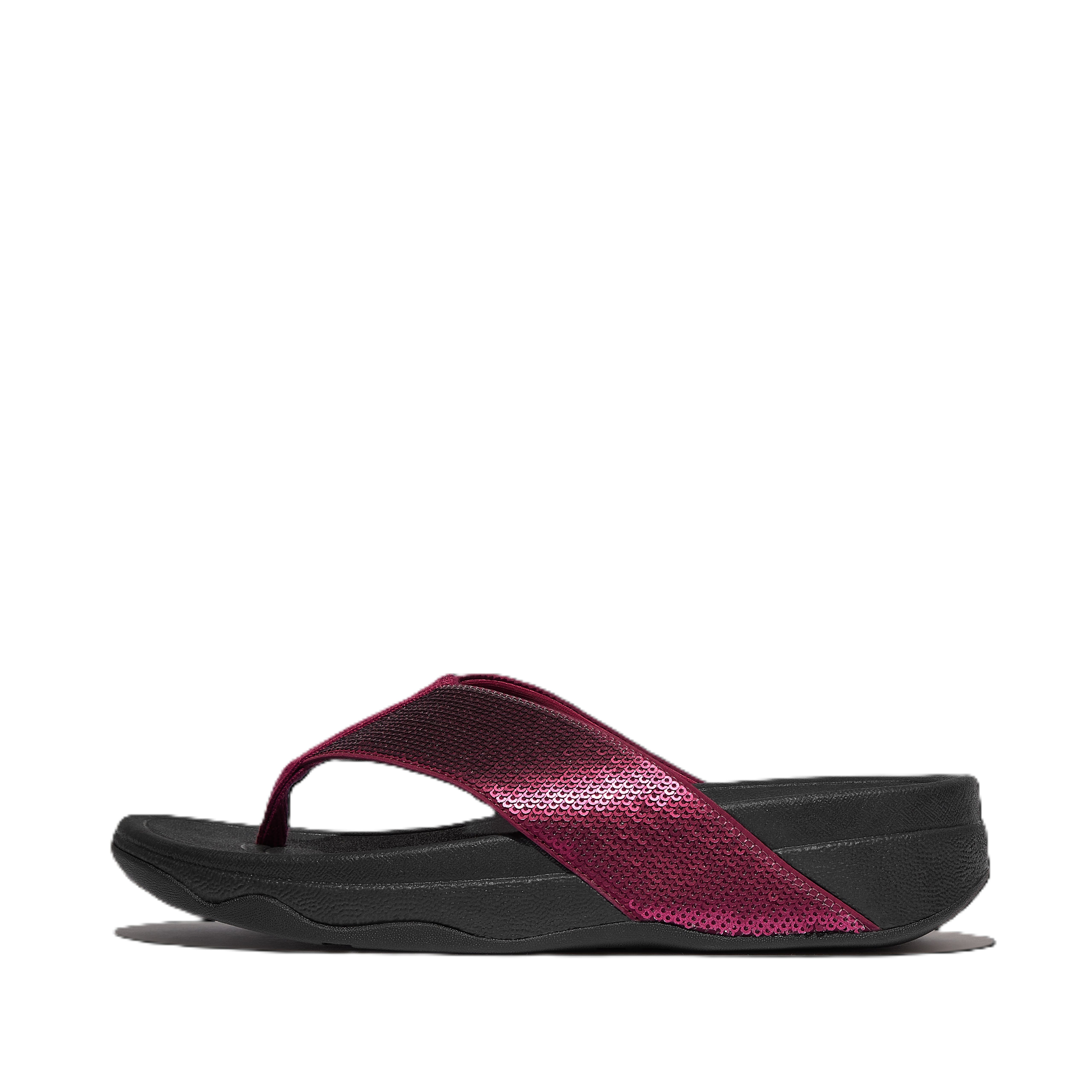 FitFlop Surfa Sequin Toe Post Sandals, Alternate, color, Ruby