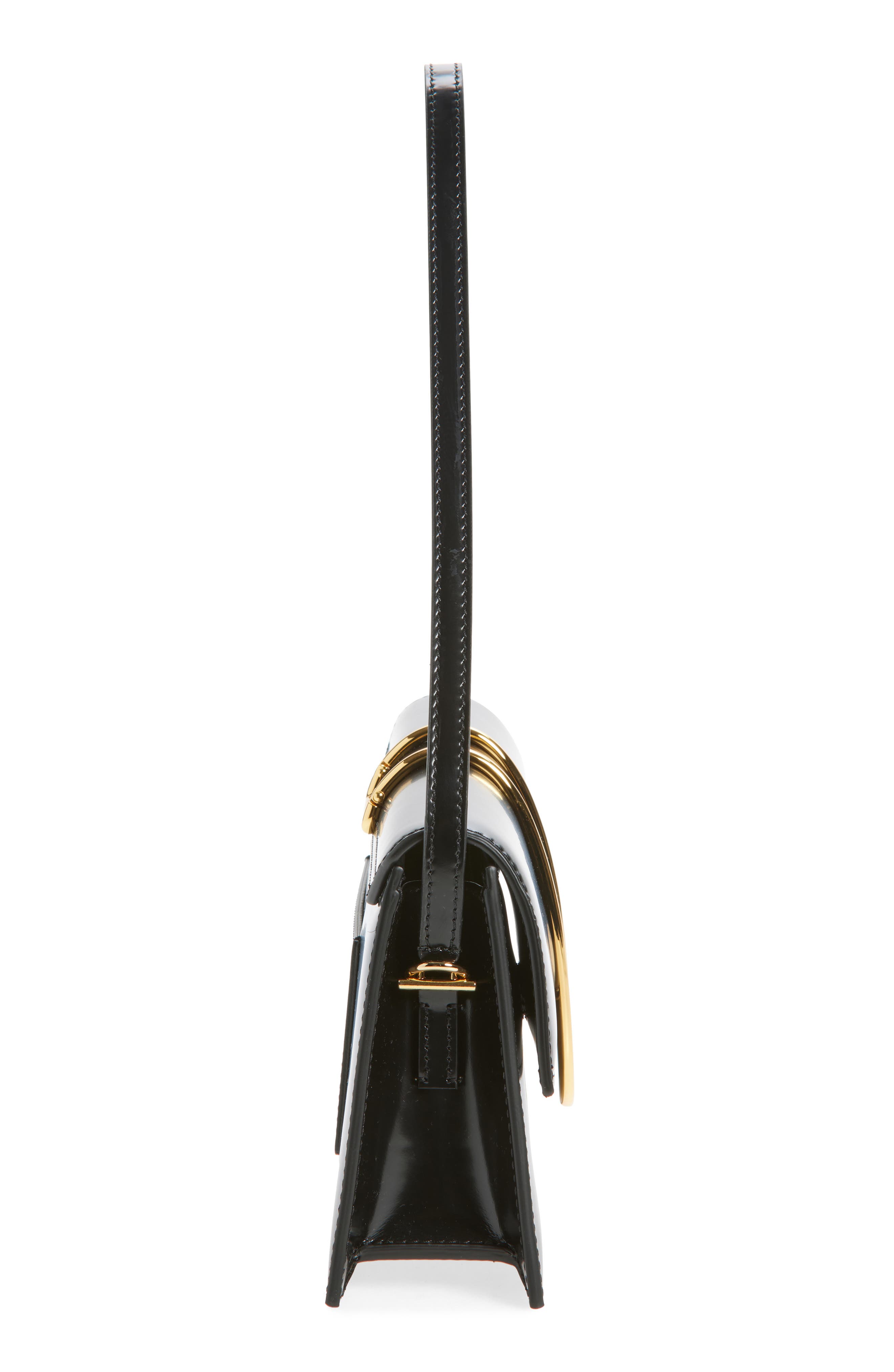 Jacquemus Le Long Bambino Leather Shoulder Bag, Alternate, color, 990 Black