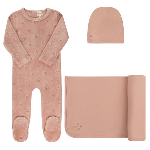 Ely's & Co. Velour Embroidered Floral Collection In Pink