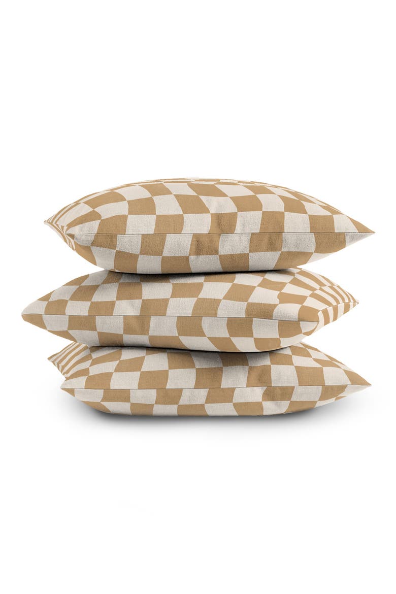 Warped Checkerboard Accent Pillow, Alternate, color, BROWN