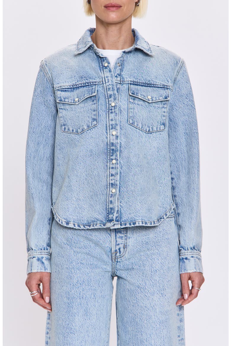 Thea Shrunken Denim Shacket, Main, color, MODENA VINTAGE