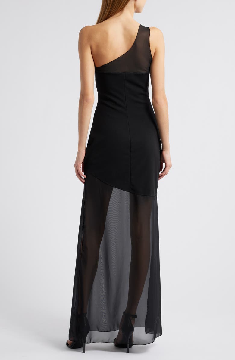 Lulus One-Shoulder Mixed Media Gown, Alternate, color,