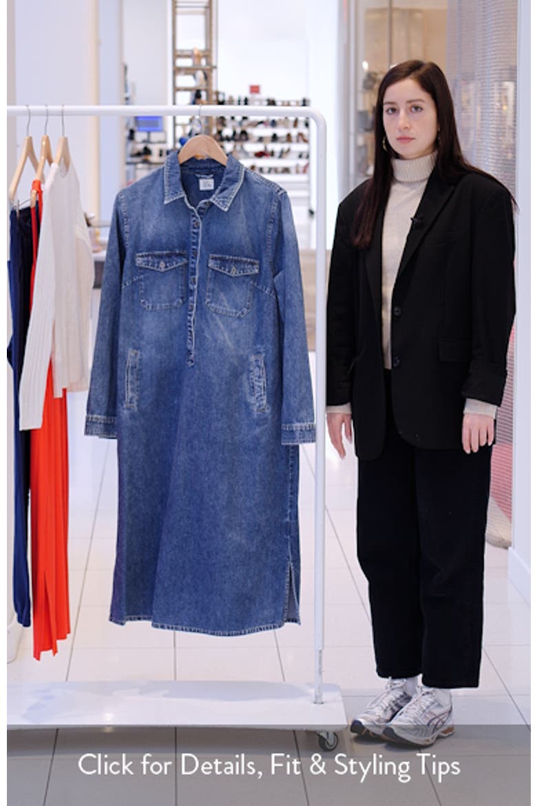 Fab Long Sleeve Denim Midi Shirtdress video