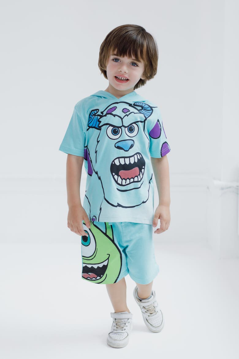 Monsters Inc. 2-Piece Hooded Tee and Shorts Set, Alternate, color, Sulley Mike Turquoise