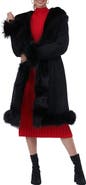 GORSKI Genuine Shearling Short Coat With Genuine Shearling Tuxedo Collar, Hood Trim, Cuffs & Bottom