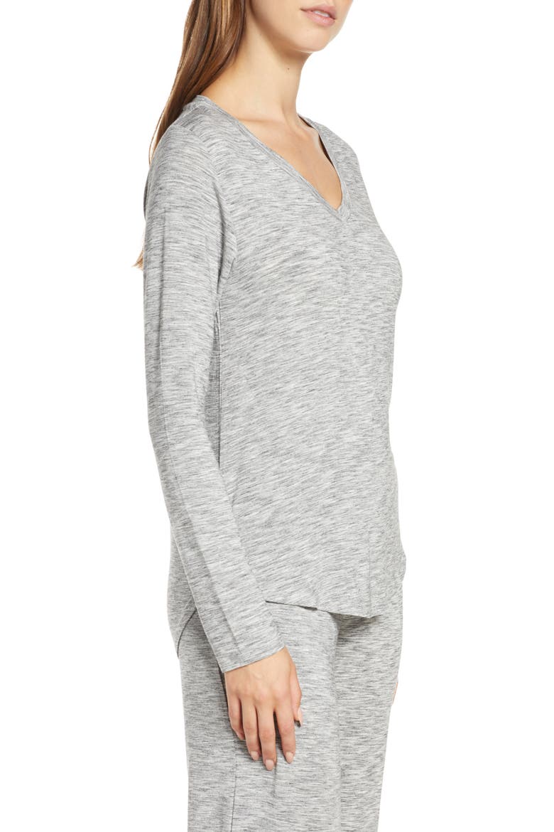 Moonlight V-Neck Long Sleeve Pajama Top, Alternate, color, GREY SPACEDYE