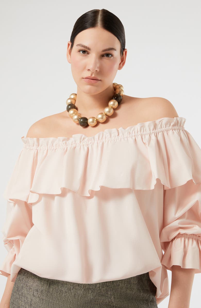 Marina Rinaldi Strano Off the Shoulder Cotton Top, Alternate, color, Pink