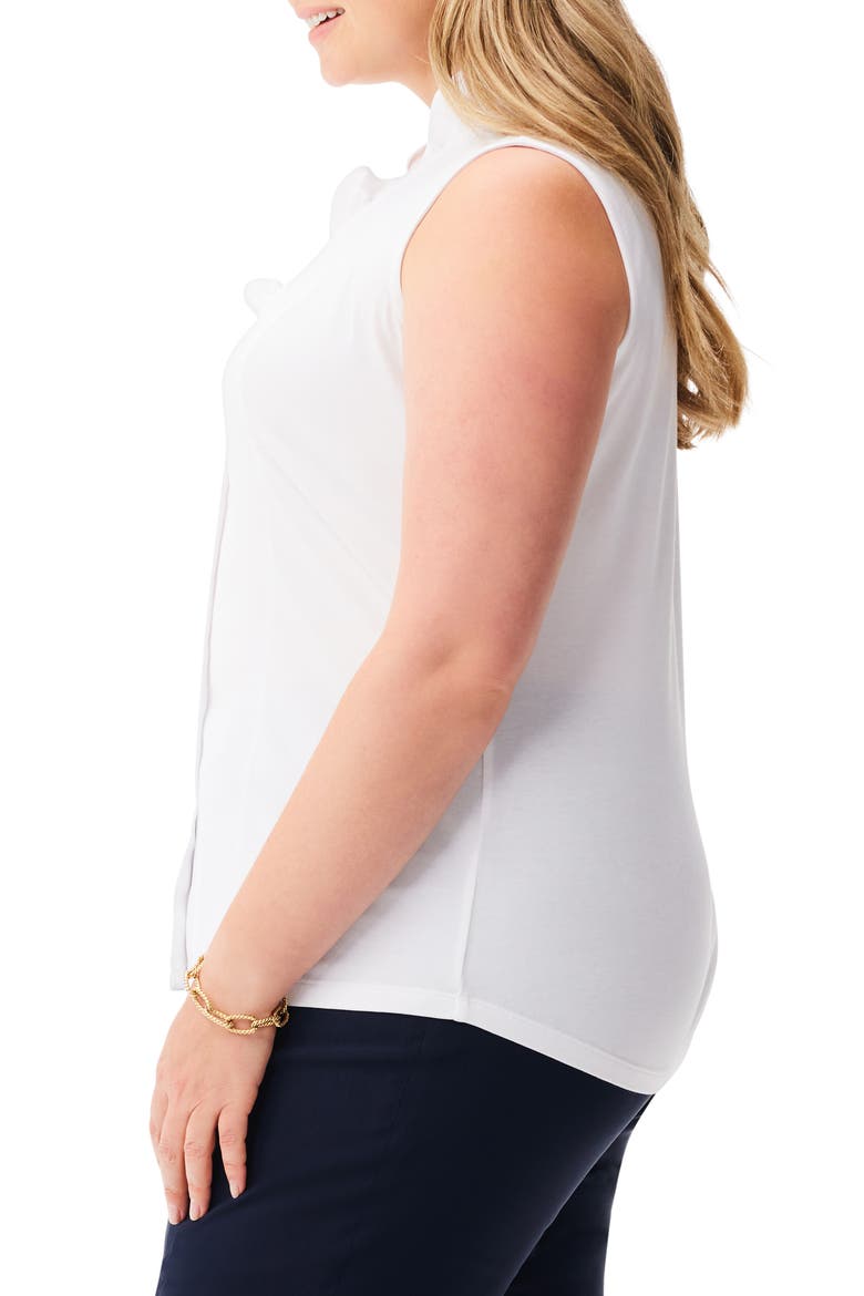 Ruffle Around Mixed Media Sleeveless Top, Alternate, color, PAPER WHITE